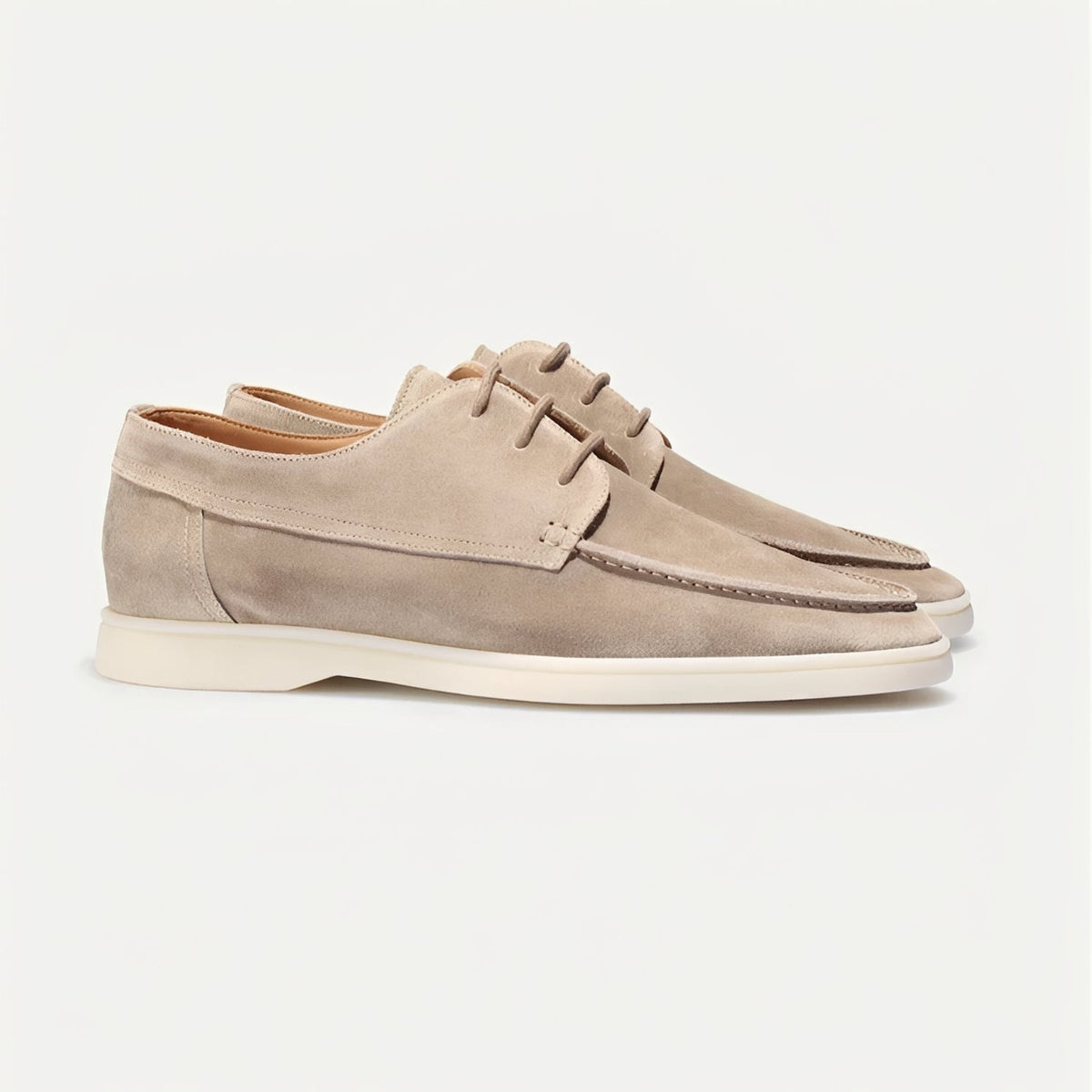 OLANE Casual Lace - Up Suede Flat Loafers Beige39Men's Shoes