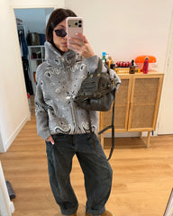 Casual Paisley Zip-Up Knit Jacket