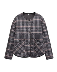 Casual Plaid Quilted Jacket