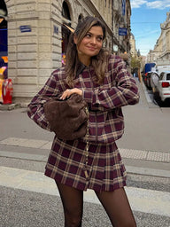 Check Bomber Jacket Skort Set