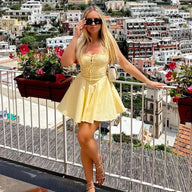 Adisa Retro Plunge Mini Dress