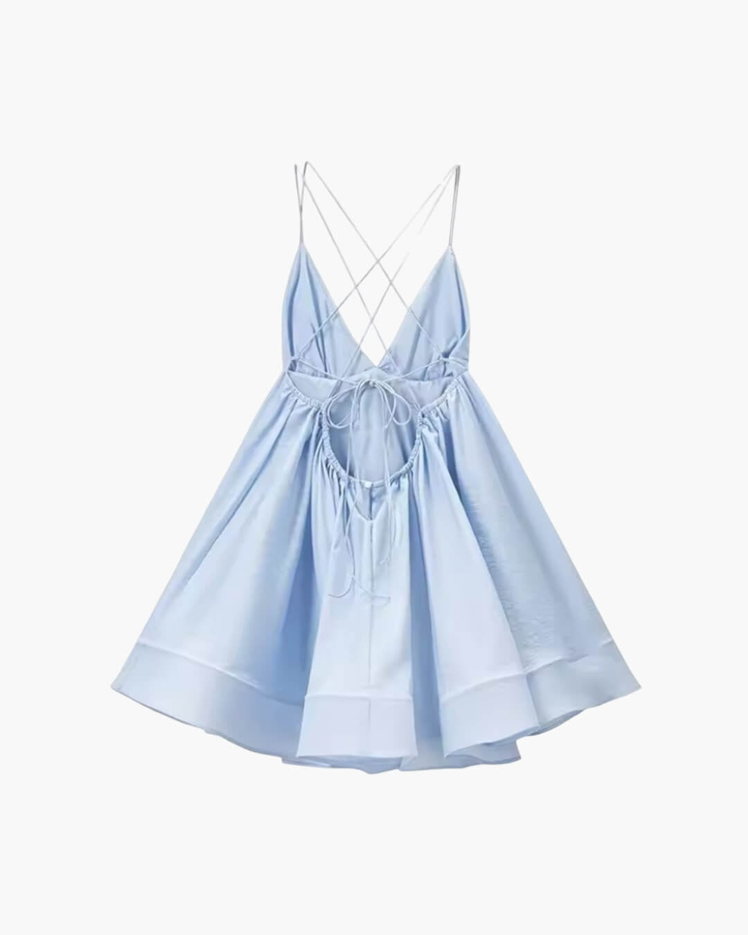 OLANE Chic V-Neck Suspender Mini Dress BlueSWomen’s Dresses