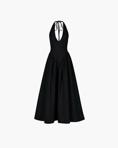 OLANE Chiffon Deep Neck Maxi Dress BlackSWomen's Dresses