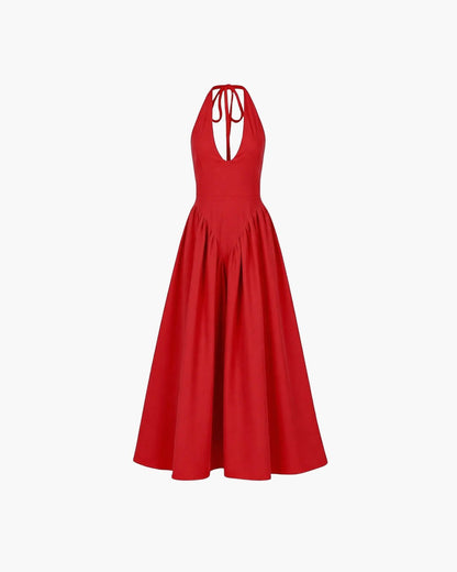 OLANE Chiffon Deep Neck Maxi Dress RedSWomen's Dresses