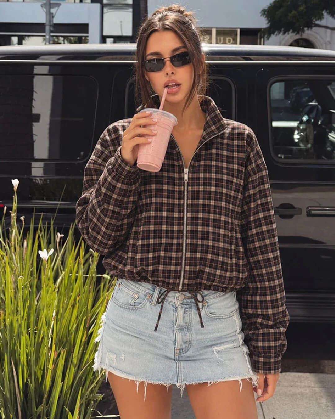 OLANE Classic Checked Jacket & Skirt Set Jacket OnlyXSWomen's Sets