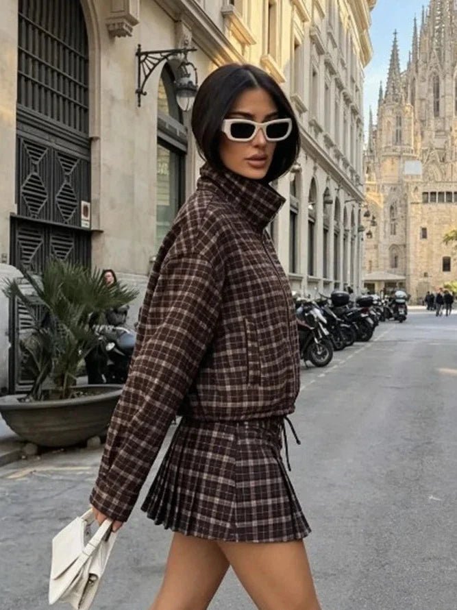 OLANE Classic Checked Jacket & Skirt Set Skirt OnlyXSWomen's Sets