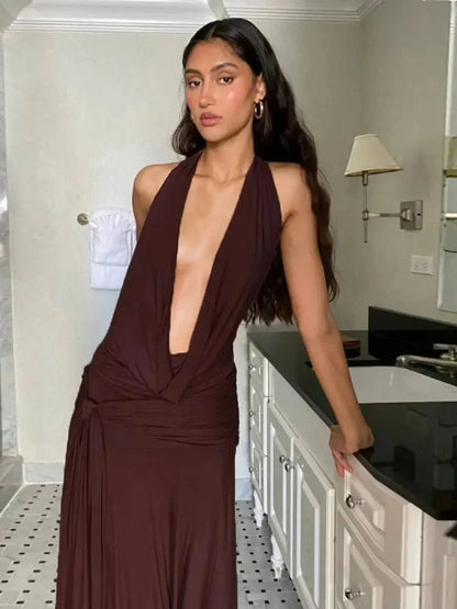 OLANE Classic Deep V-Neck Bandage Dress MWomen's Dresses