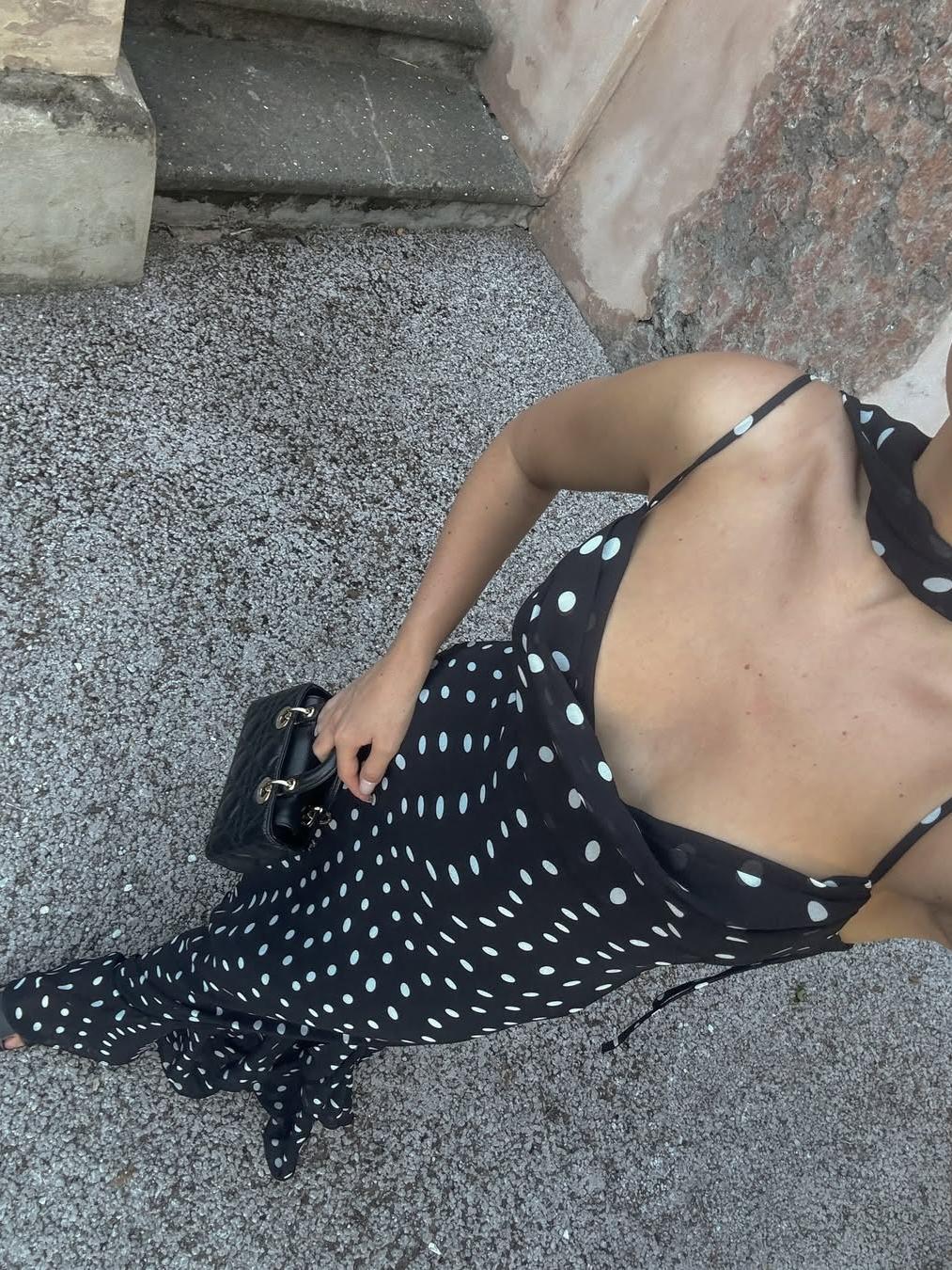 OLANE Classic Polka Dot Maxi Dress SWomen's Dresses