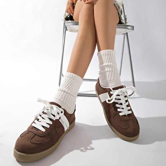 OLANE Classic Suede Sneakers with Details Brown36Women's Shoes