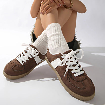 OLANE Classic Suede Sneakers with Details Brown36Women's Shoes