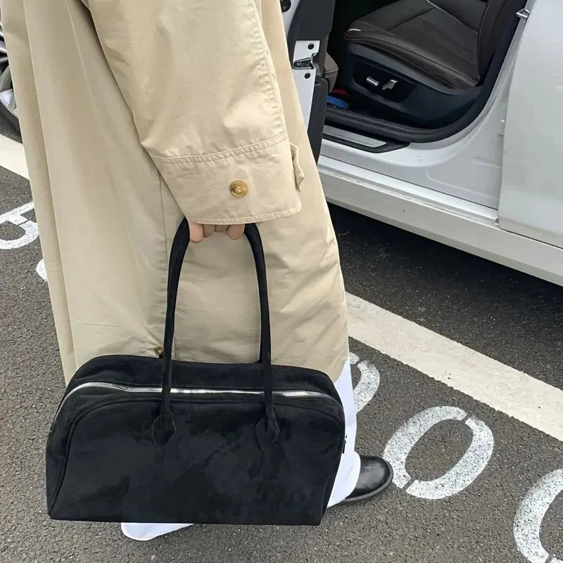 OLANE Classic Vintage Vegan Leather Laptop Tote BlackBag