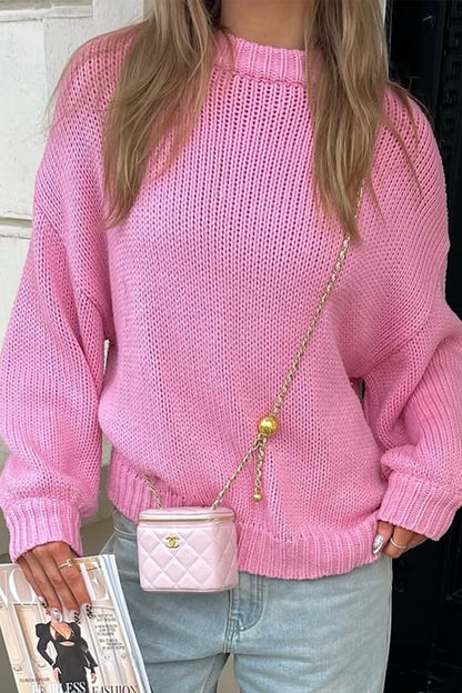 OLANE Crew Neck Layering Sweater PinkOne SizeWomen's Sweaters & Cardigans