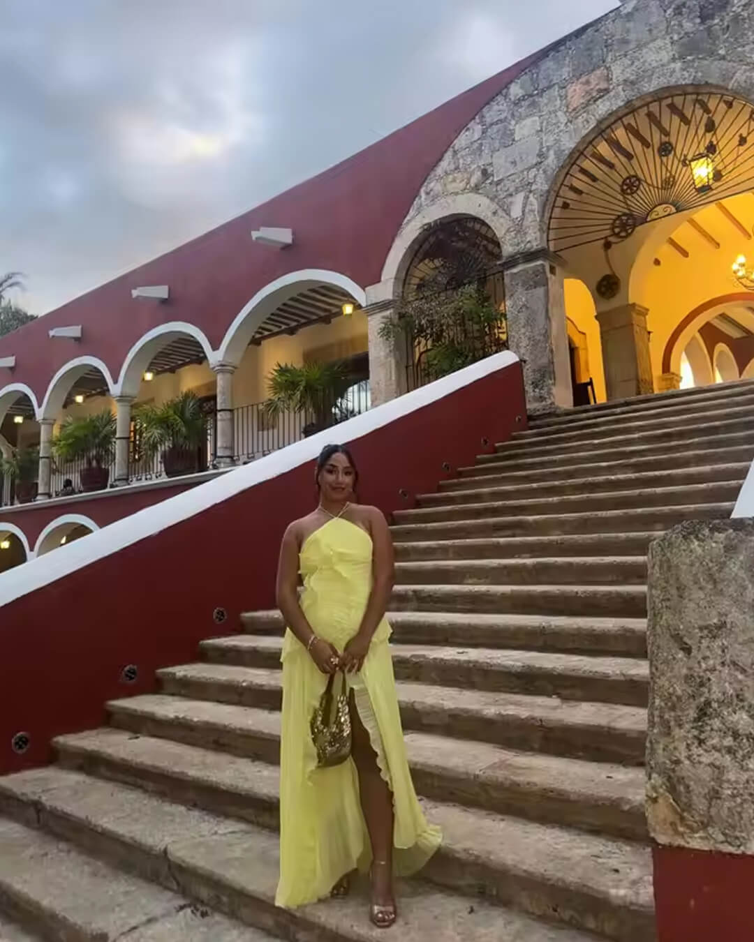 OLANE Crissa Halter Strap Ruffled Tule Dress YellowLWomen’s Dresses