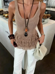 Crochet Tassel Knit Tank Top