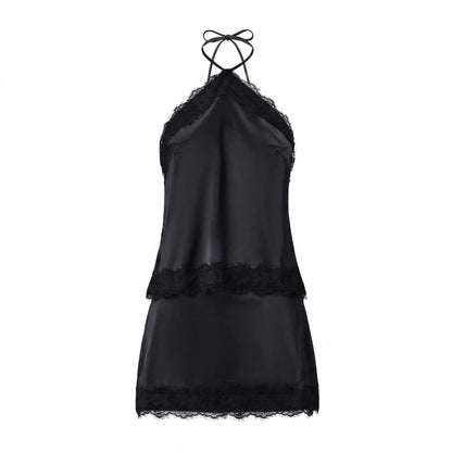 OLANE Dahlia Satin Lace Halter Cami Set YellowSTop