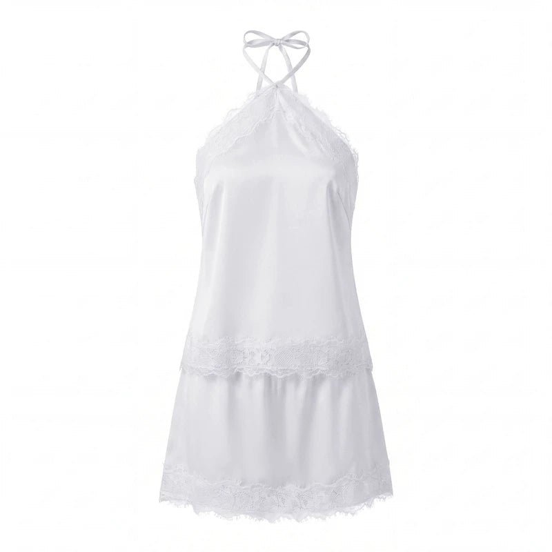 OLANE Dahlia Satin Lace Halter Cami Set YellowSTop