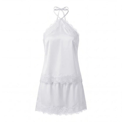 OLANE Dahlia Satin Lace Halter Cami Set YellowSTop