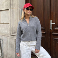 Double Zip Cropped Knit Cardigan
