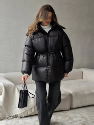 Drawstring Hooded Puffer Coat