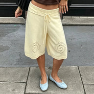 Drawstring Waist Knit Culottes Shorts