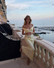Aelwen Off-Shoulder Satin Maxi Dress