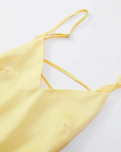 OLANE Elegant Satin Backless Maxi Dress YellowXSWomen's Dresses