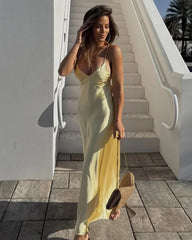 Nina Satin Backless Maxi Dress