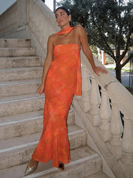 Ellen Strapless Mesh Maxi Dress