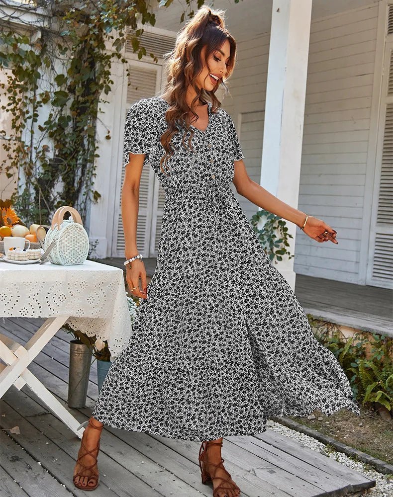 OLANE Ella Vintage Floral Maxi Dress BlackSWomen's Dresses