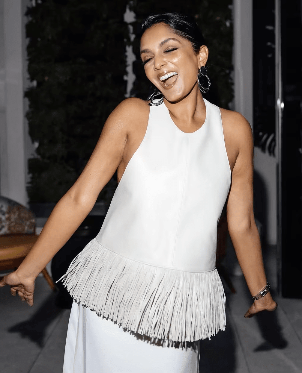 OLANE Faux Leather Fringe Halter Top BurgundySWomen’s Tops