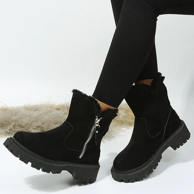 OLANE Faux Suede Boots Black36Women's Shoes