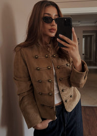 Faux Suede Napoleon Slim Jacket