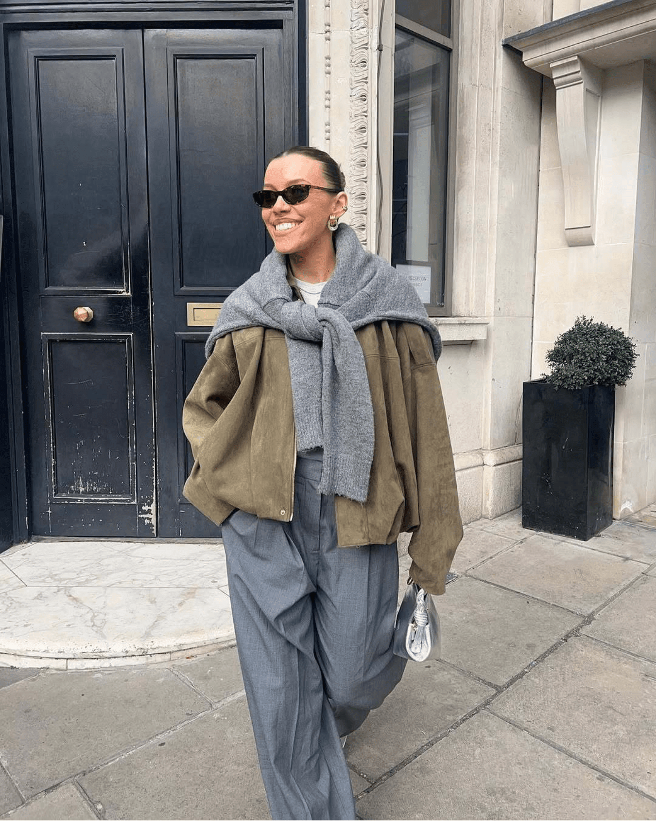 OLANE Faux Suede Zip-Up Bomber Jacket OliveSWomen's Coats & Jackets
