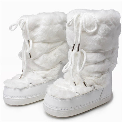OLANE Fluffy Fur Winter Snow Boots Black Low36-37Women's Shoes