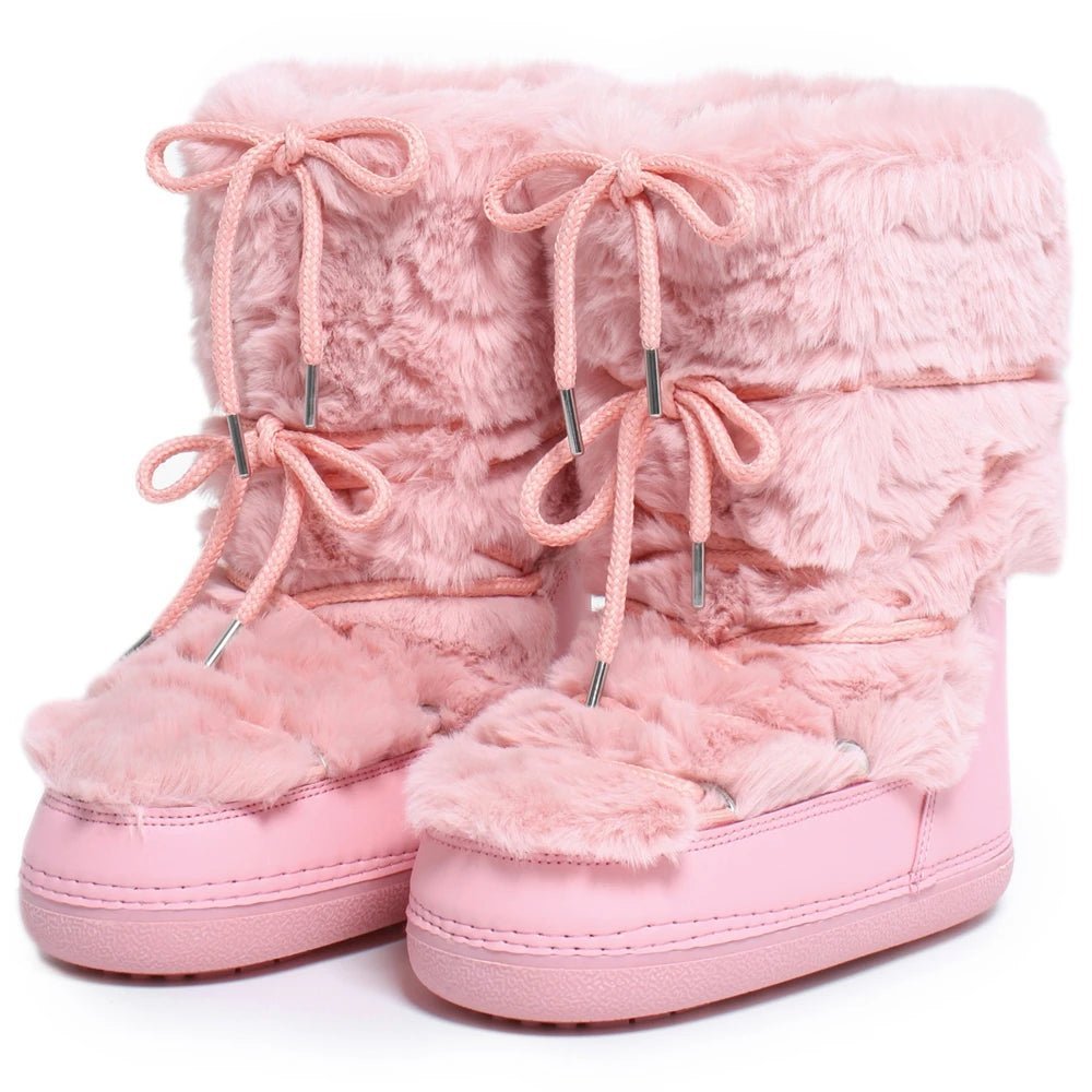OLANE Fluffy Fur Winter Snow Boots Black Low36-37Women's Shoes