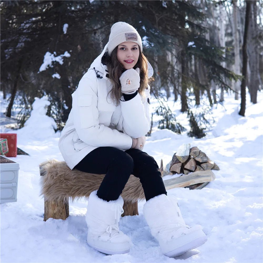OLANE Fluffy Fur Winter Snow Boots Black Low36-37Women's Shoes