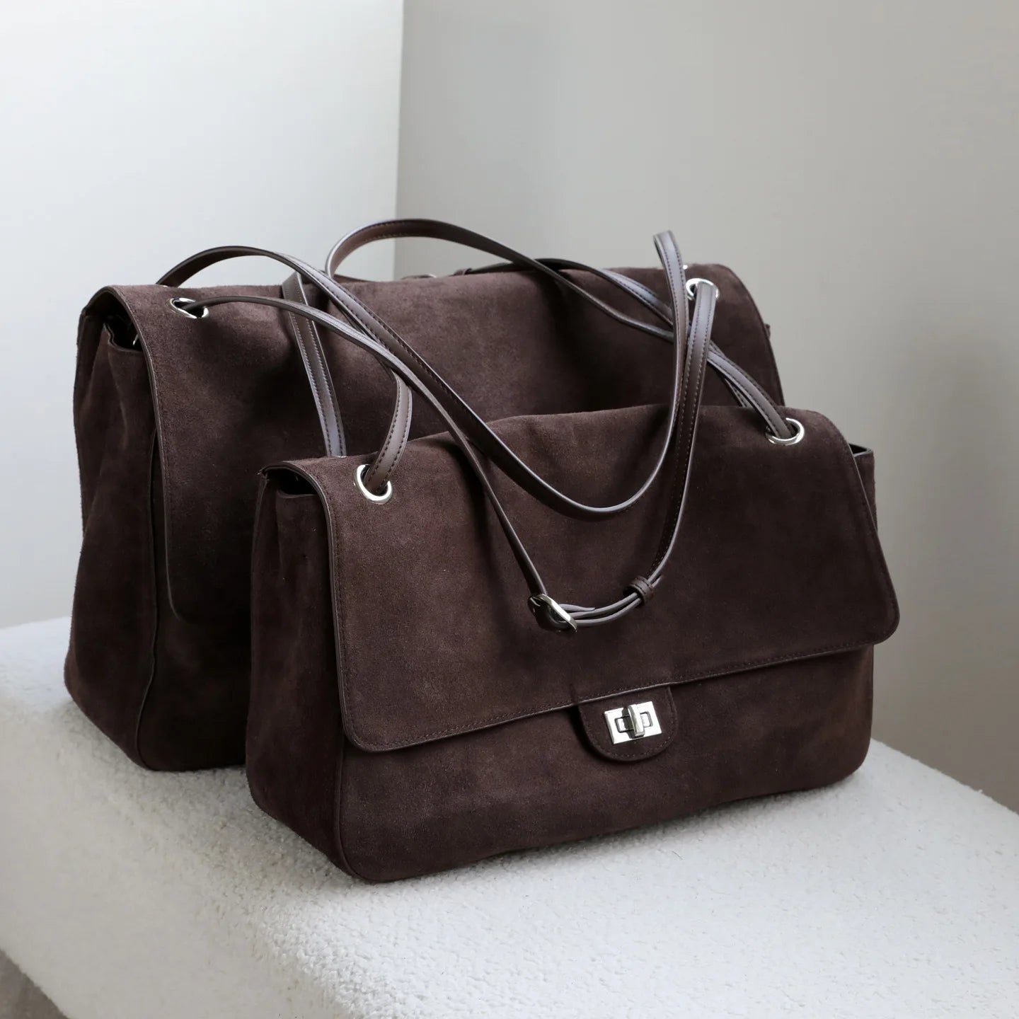OLANE Frosted Cowhide Retro Tote Bag CoffeeSBag