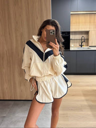 Full-Zip Windbreaker Shorts Set
