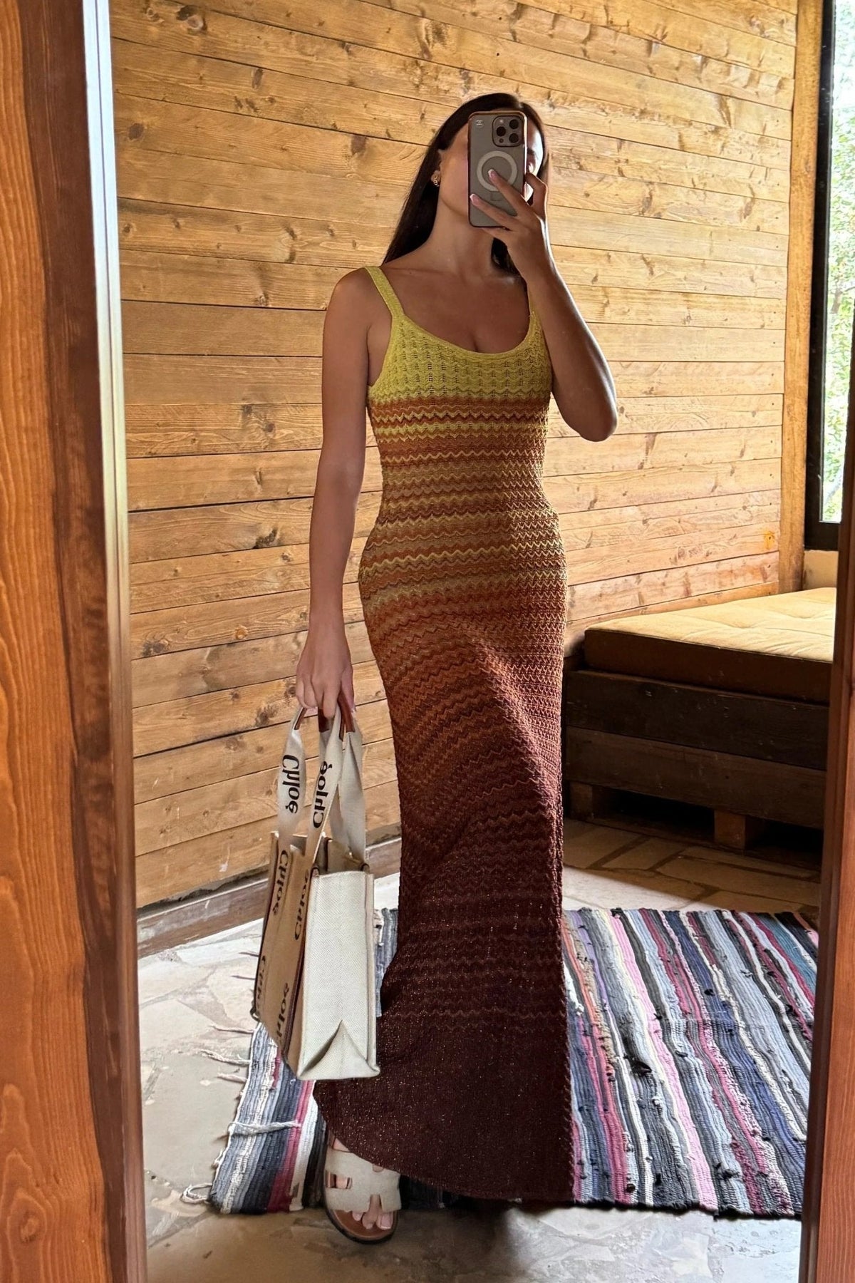 OLANE Gradient Crochet Knit Maxi Dress SWomen’s Dresses