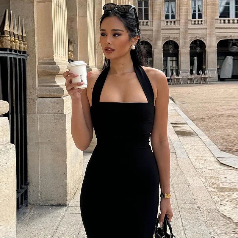 OLANE Halter Neck Bodycon Maxi Dress BlackMWomen’s Dresses