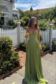 Halter Neck Pleated Corset Maxi Dress