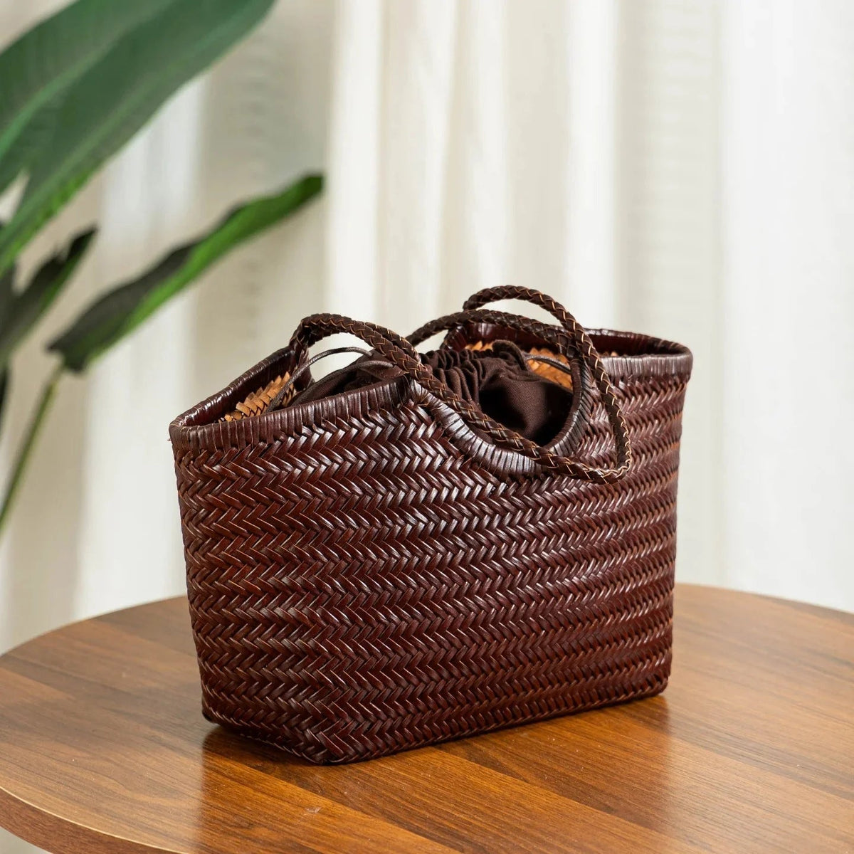 OLANE Handwoven Leather Tote Bag IvoryLargeWomen's Handbags