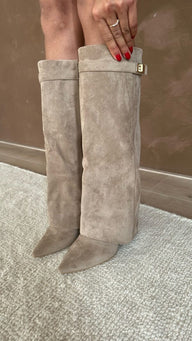 High Faux Suede Ankle Boots