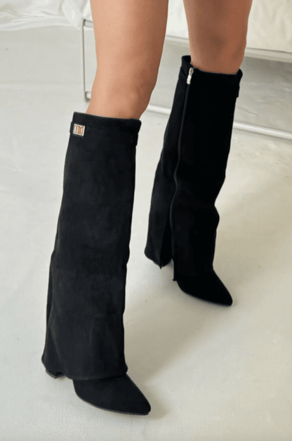 OLANE High Faux Suede Ankle Boots Taupe Suede35Women's Shoes