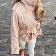 High Neck Double-Breasted Trench Jacket