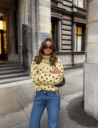 High Neck Drawstring Polka Dot Jacket