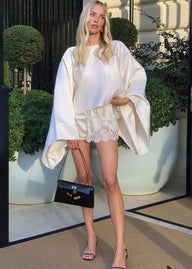 Jane High-Rise Cut Satin Shorts