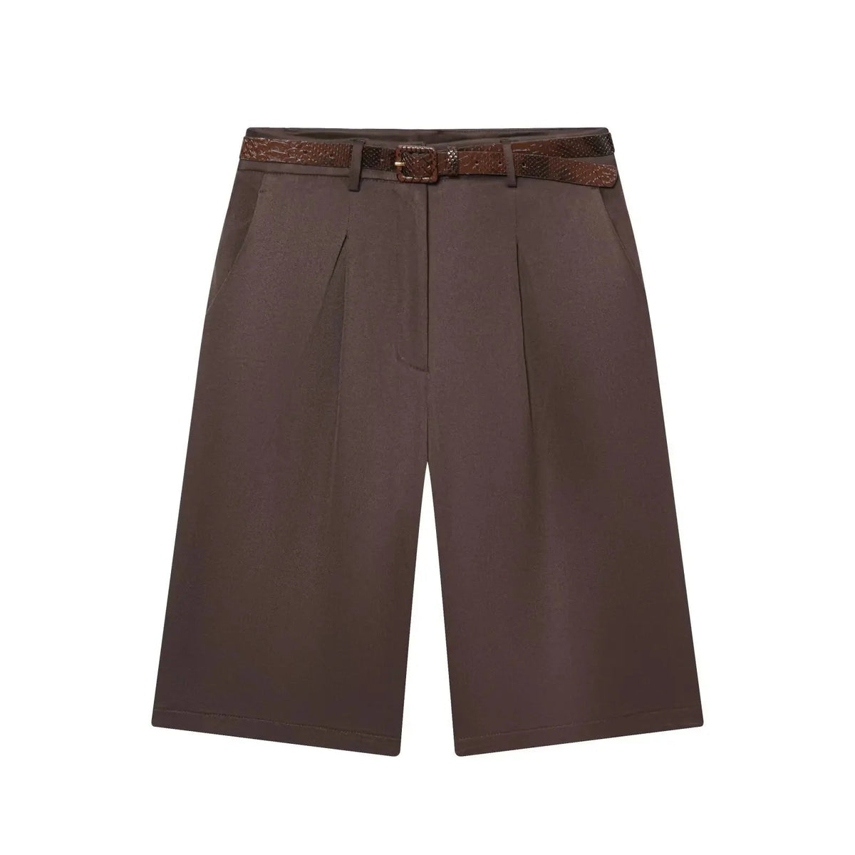 OLANE High Waist Belted Bermuda Shorts BrownXSWomen's Bottoms
