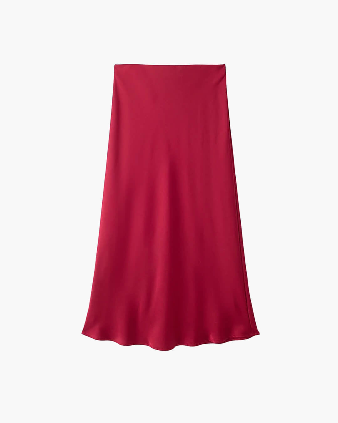 OLANE High Waist Satin Midi Skirt RedXSWomen's Bottoms