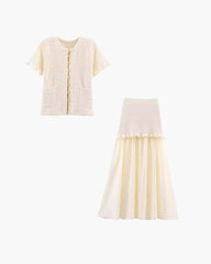 Julie Knitted Tank Pleated Skirt Set
